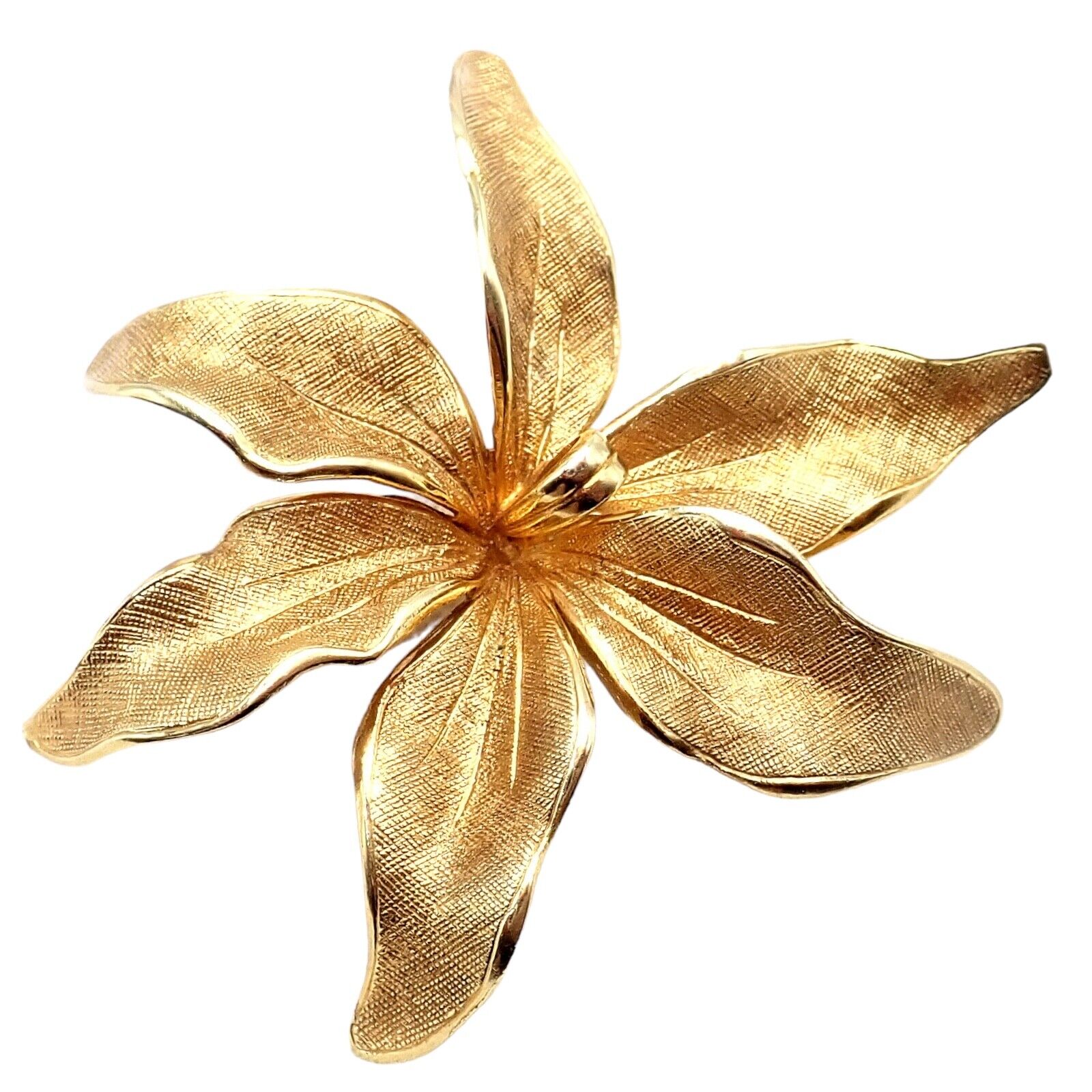 Authentic! Vintage Tiffany & Co 14k Yellow Gold Germany Large Flower Pin Brooch | Fortrove