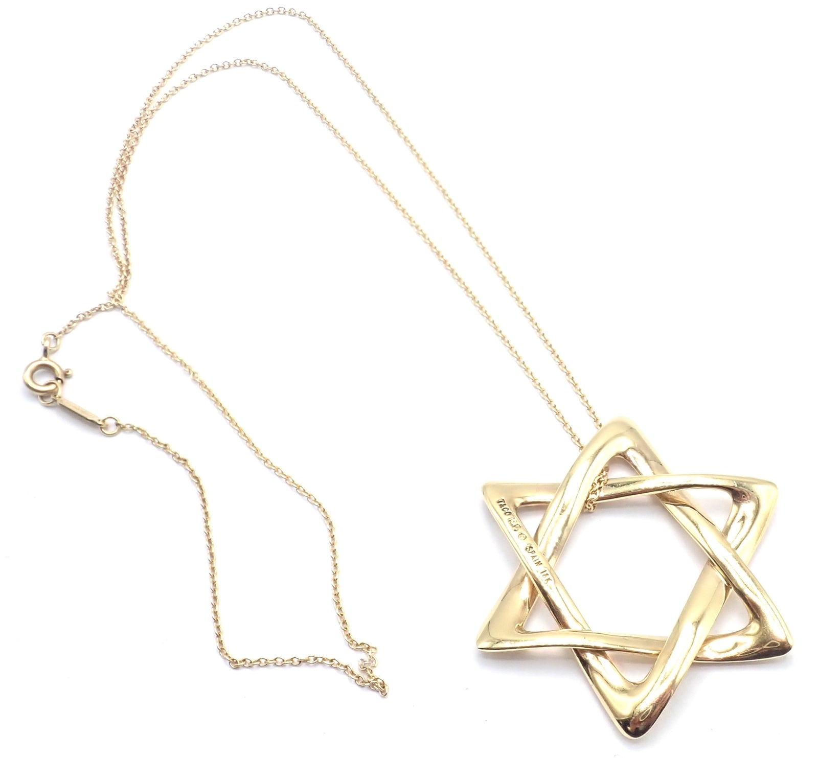 Authentic! Tiffany & Co Peretti 18k Gold Large Star Of David Pendant Necklace | Fortrove