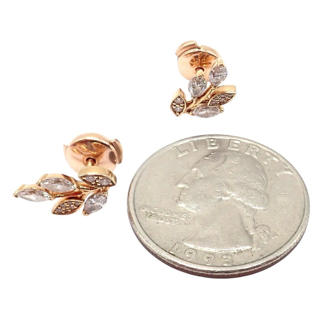 Rare! Authentic Tiffany & Co 18k Rose Gold Diamond Victoria Vine Earrings | Fortrove