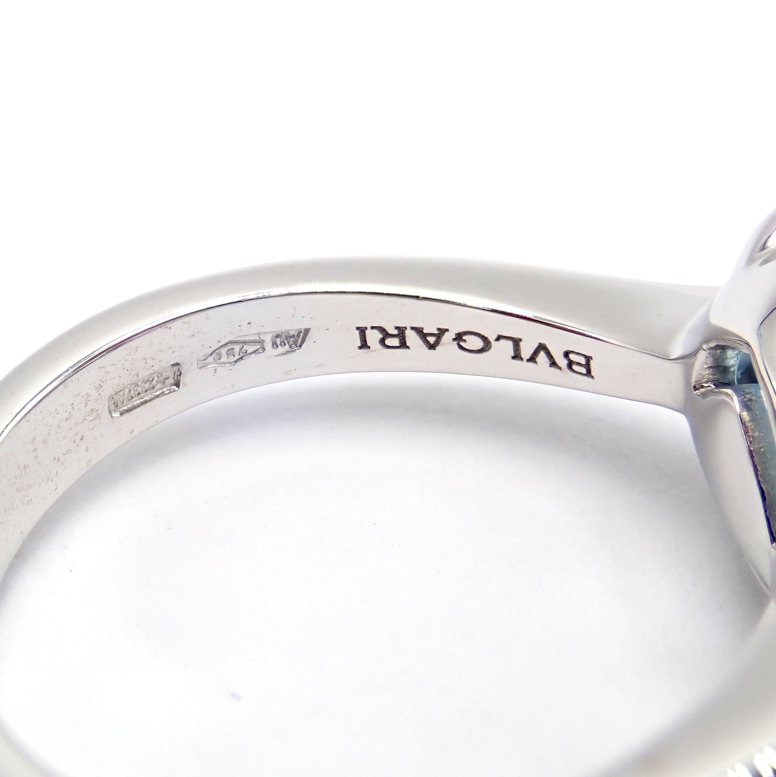 Authentic! Bulgari 18k Whtie Gold Mediterranean Eden Blue Topaz Ring Size 6 | Fortrove