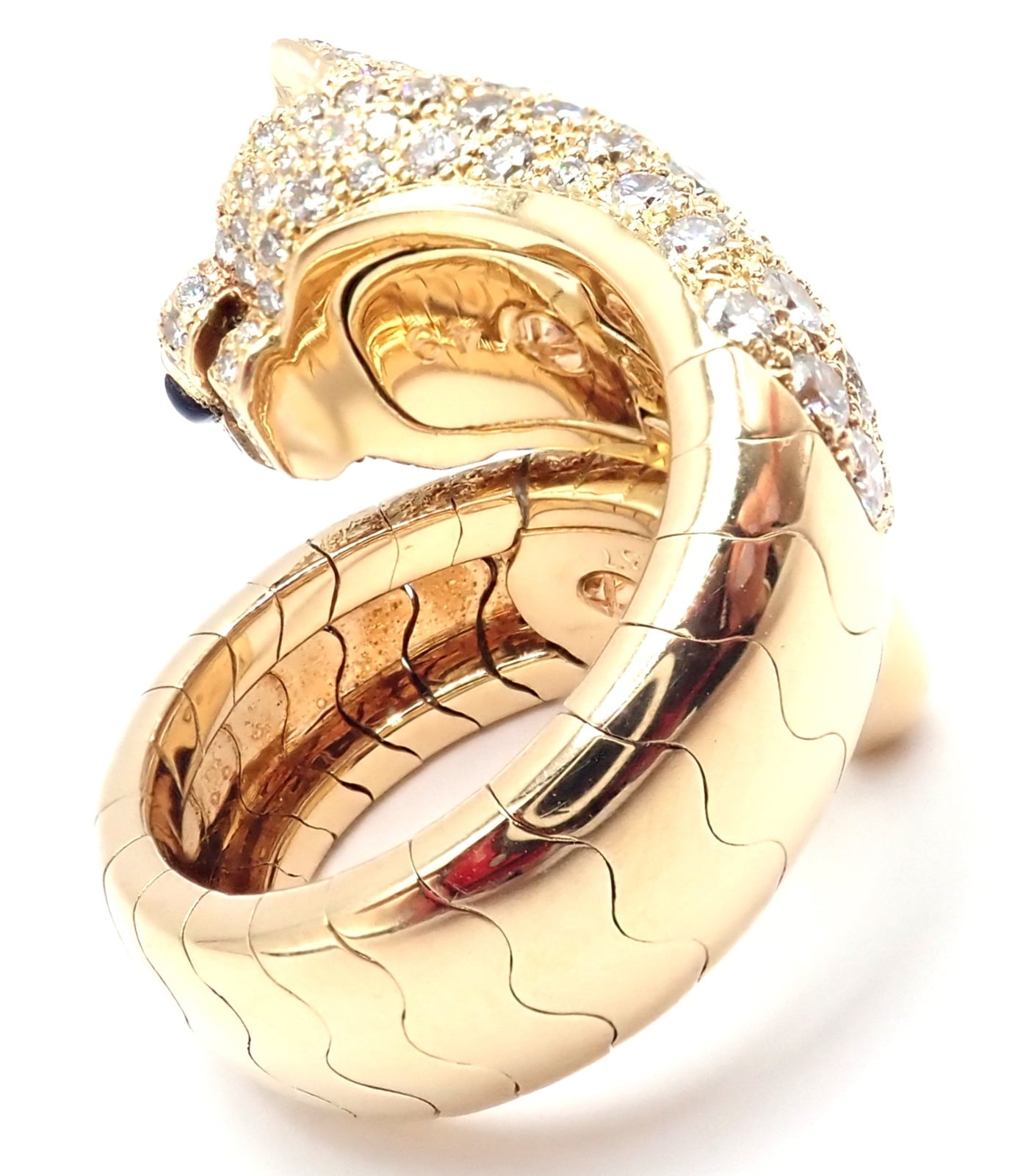 Cartier Jewelry & Watches:Fine Jewelry:Rings Authentic! Cartier Panther 18k Yellow Gold Diamond Emerald Onyx Band Ring