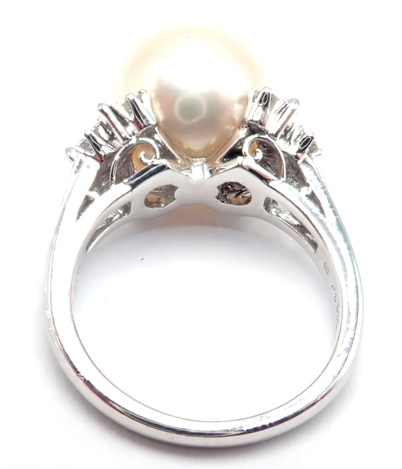 Rare! Authentic Mikimoto Platinum Diamond Large 12mm South Sea Pearl Ring | Fortrove