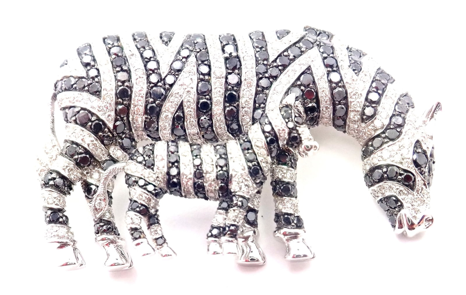 Michele Della Valle Jewelry & Watches:Fine Jewelry:Brooches & Pins Authentic! Michele Della Valle 18k White Gold White & Black Diamond Zebra Brooch