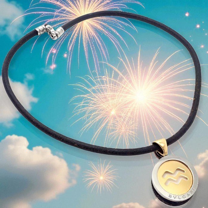 Authentic! Bulgari Tondo 18k Yellow Gold + Steel 31mm Aquarius Pendant Necklace | Fortrove