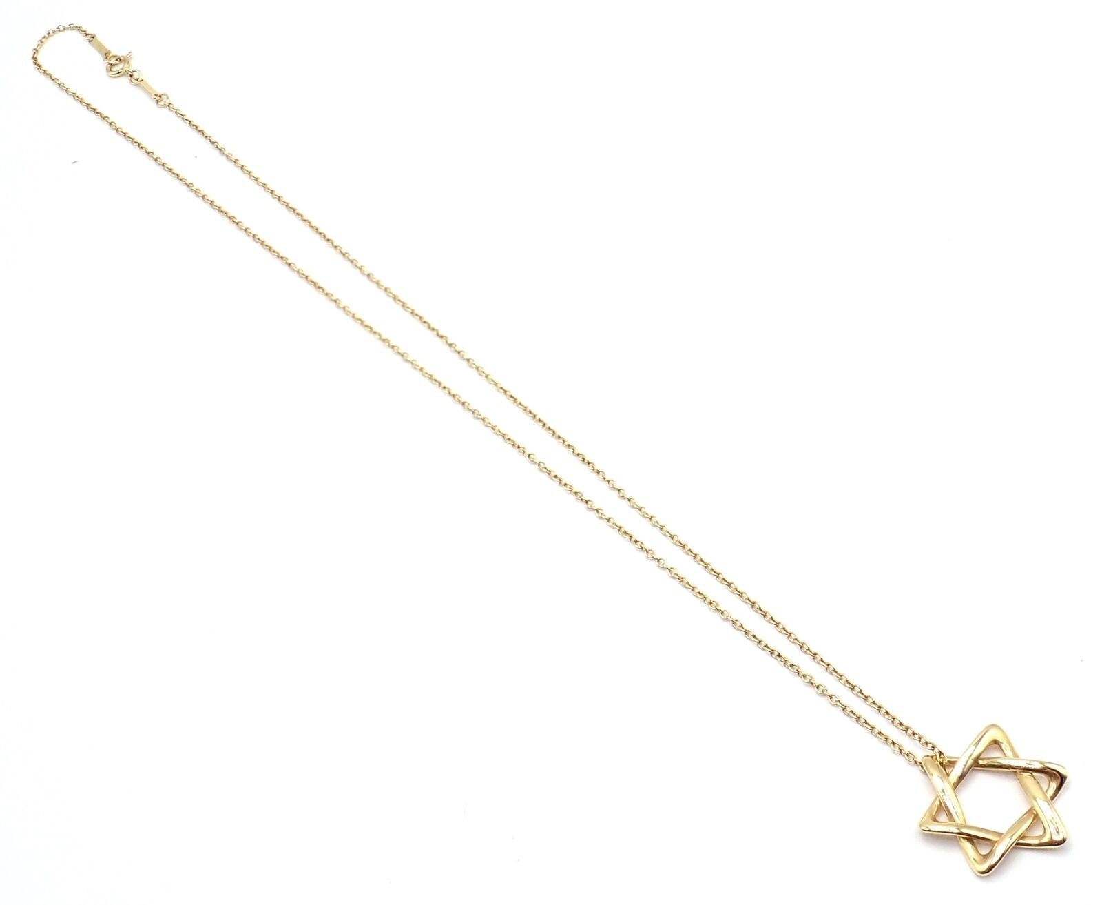 Authentic! Tiffany & Co Peretti 18k Yellow Gold Star Of David Pendant Necklace | Fortrove