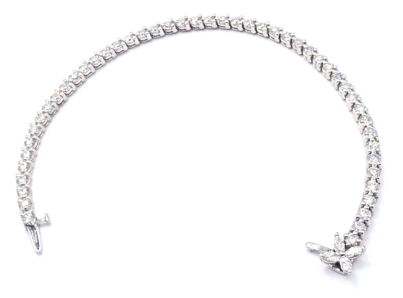 Authentic! Tiffany & Co Victoria Platinum 4.49ct Diamond Line Tennis Bracelet | Fortrove
