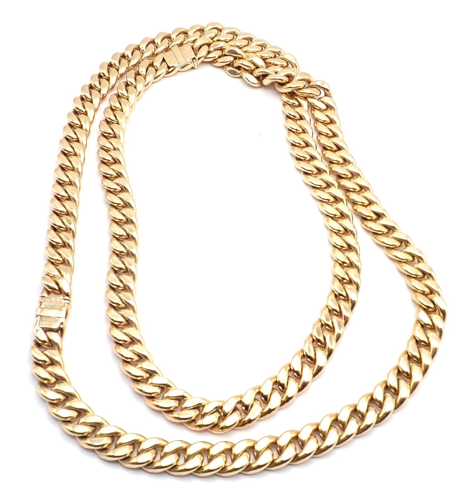 Rare! Authentic Bvlgari Bulgari 18k Yellow Gold Set Two Curb Link Long Necklace | Fortrove