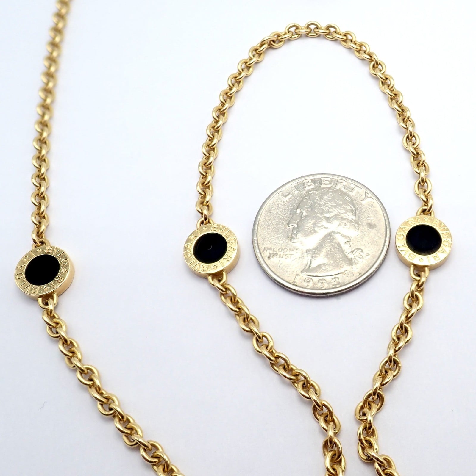 Bvlgari Jewelry & Watches:Fine Jewelry:Necklaces & Pendants Authentic! Bvlgari Bulgari 18k Yellow Gold Onyx 29.5" Long Signature Necklace