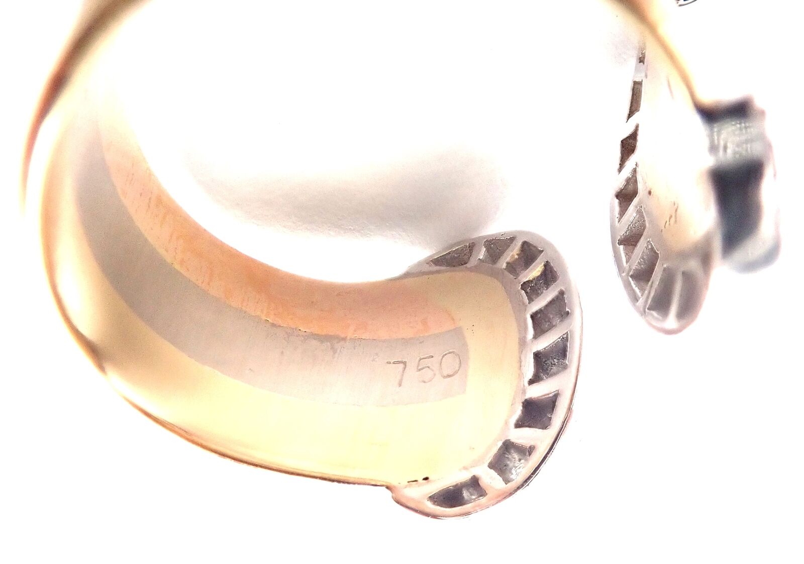 Authentic! Cartier Diamond Double C 18k Tri-Color Gold Band Ring Size 52 US 6 | Fortrove