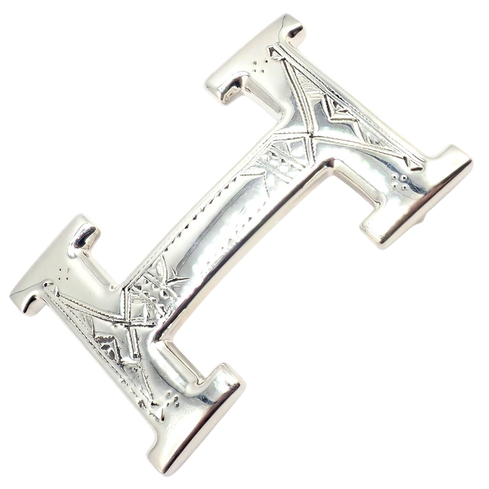 Hermes Clothing, Shoes & Accessories:Women:Women's Accessories:Belt Buckles Rare! Hermes Silver Signature Classic Large H Belt Buckle 32m