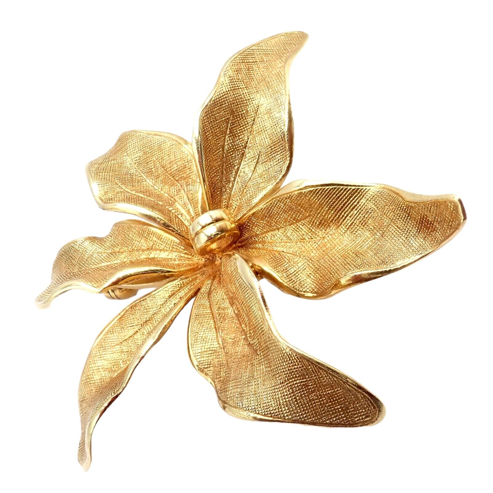 Authentic! Vintage Tiffany & Co 14k Yellow Gold Germany Large Flower Pin Brooch | Fortrove