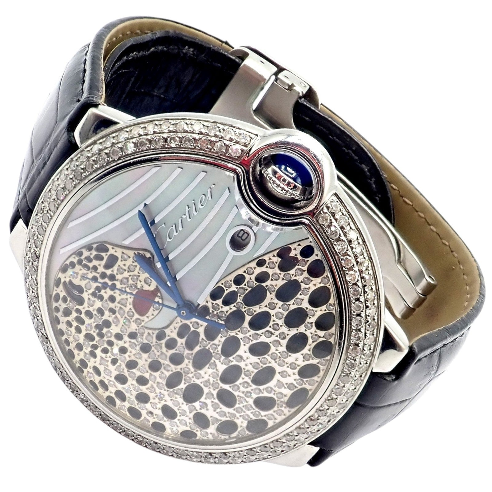 Cartier Stainless Steel Ballon Bleu Custom Diamond Enamel Automatic Watch 3001 | Fortrove