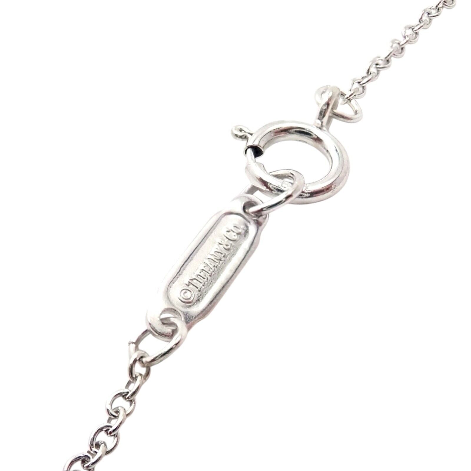 Authentic! Tiffany & Co 18k White Gold Diamond Square Necklace Belgium | Fortrove