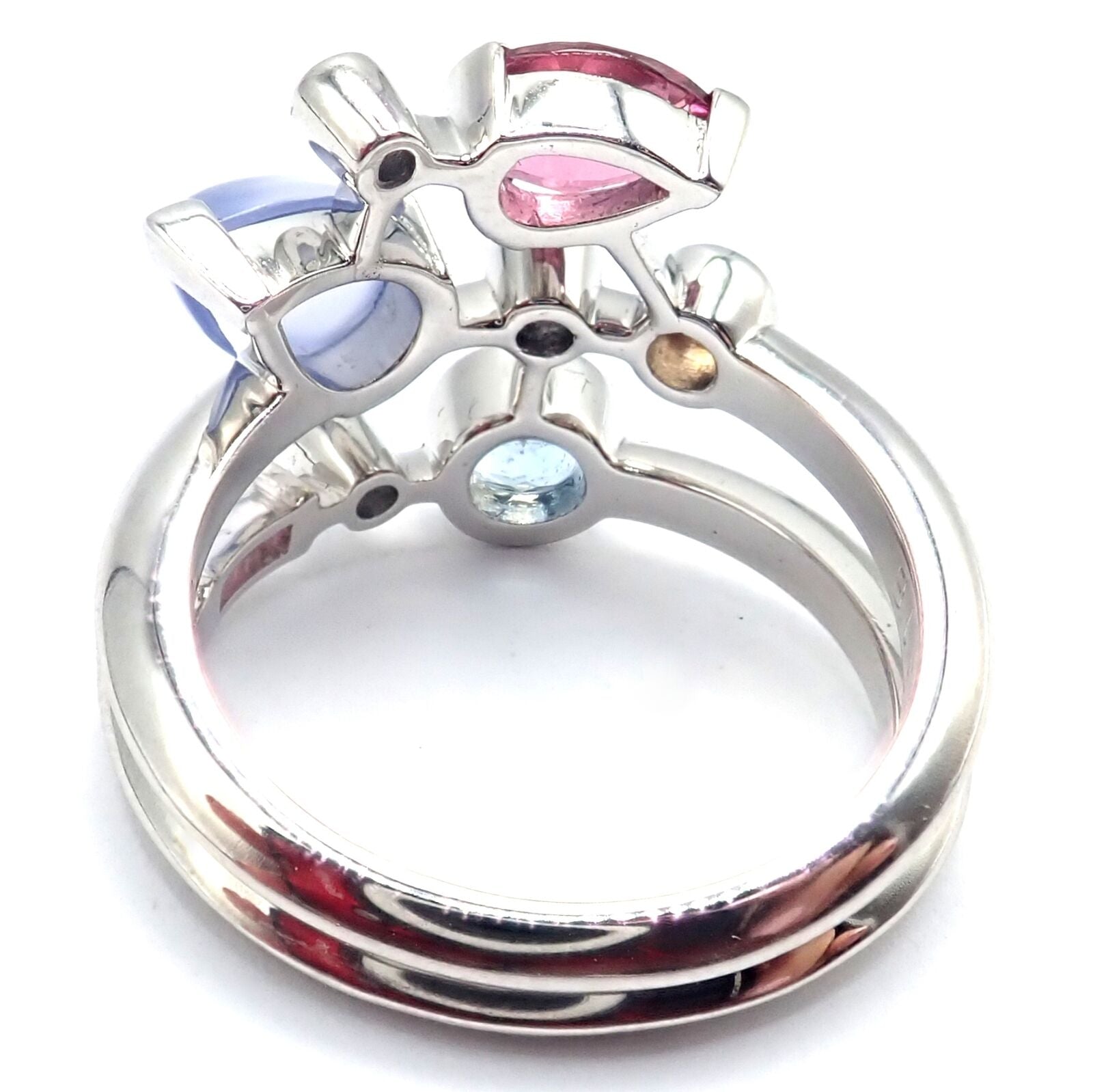 Authentic! Cartier Meli Melo Platinum Chalcedony Tourmaline Garnet Diamond Ring | Fortrove