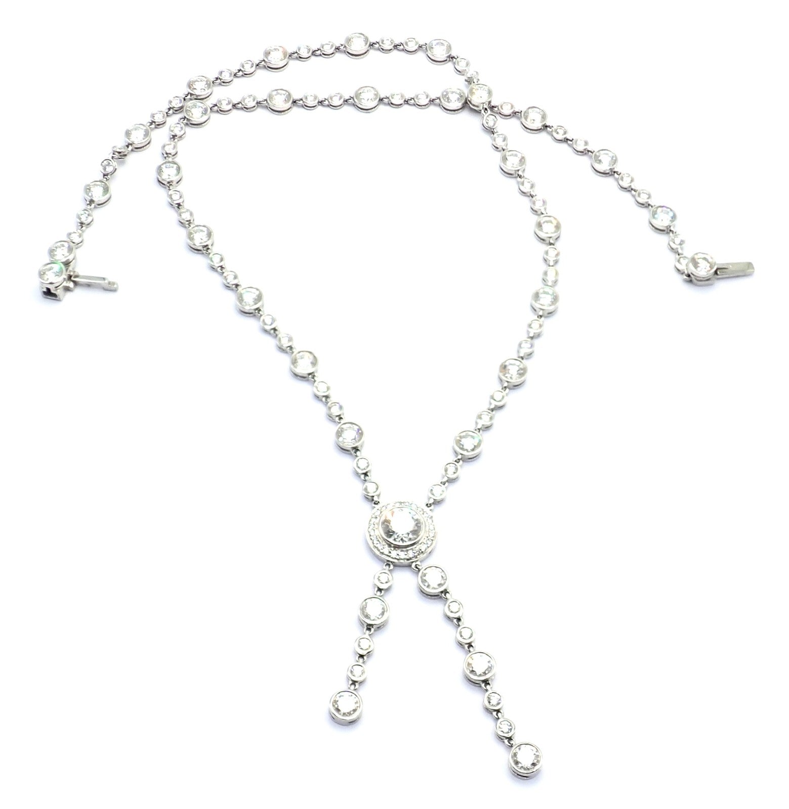 Tiffany & Co Jazz Platinum 8.75ct Diamond Lariat Drop Necklace | Fortrove