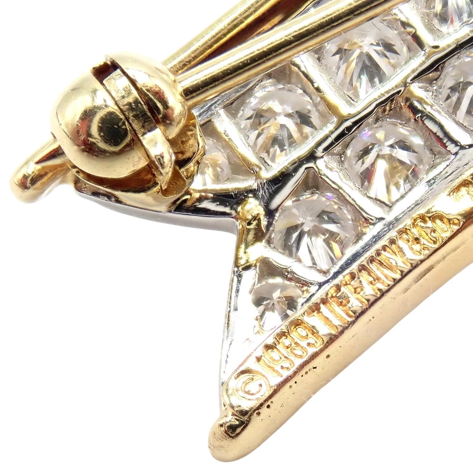 Vintage! Tiffany & Co 18k Yellow Gold Platinum Diamond Ribbon Bow Pin Brooch | Fortrove