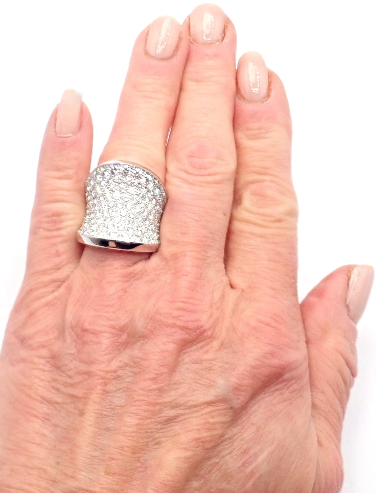 Cartier Jewelry & Watches:Fine Jewelry:Rings Authentic! Cartier Chalice 18k White Gold Diamond Large Ring Paper
