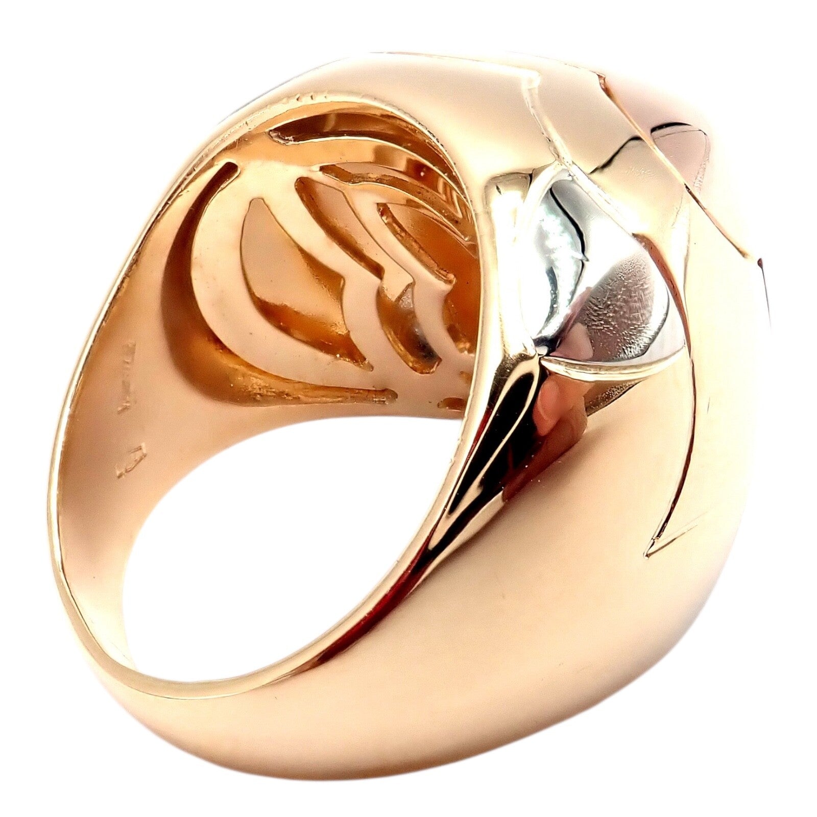 Authentic! Bvlgari Bulgari 18k Yellow White Rose Gold Tricolor Pyramid Ring sz 6 | Fortrove