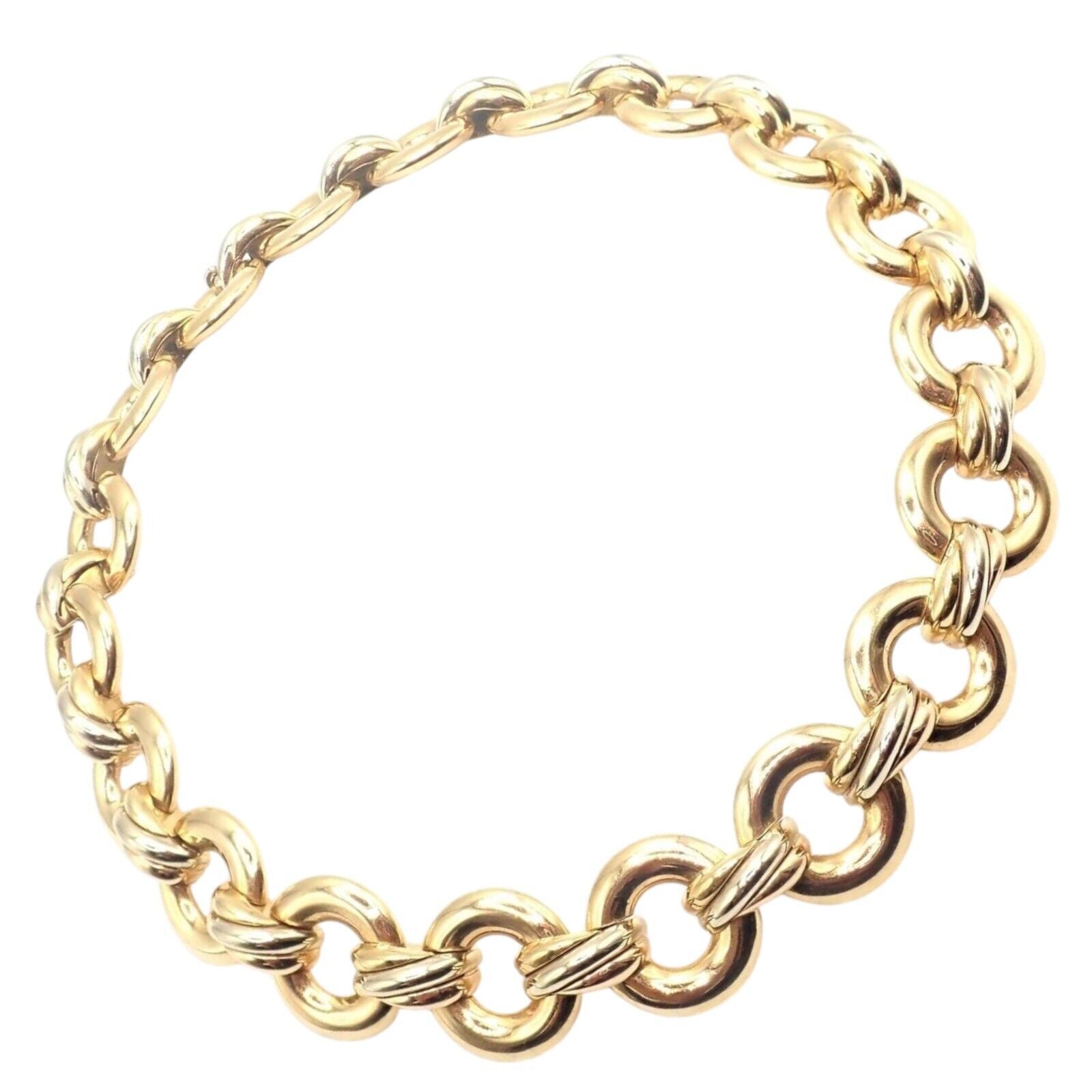 Authentic! Vintage Cartier Trinity 18k Multi Color Gold Round Link Necklace 1996 | Fortrove