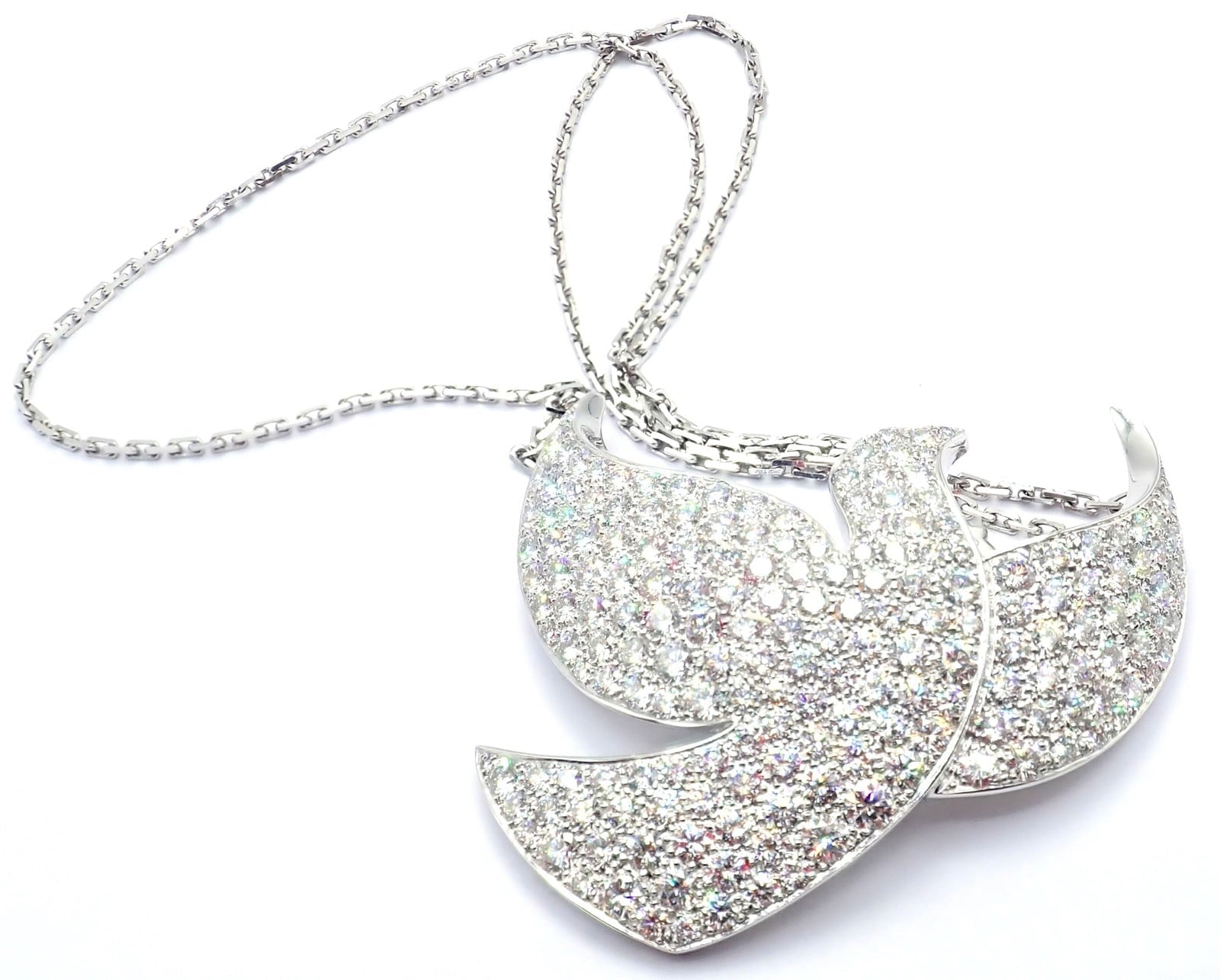 Cartier Jewelry & Watches:Fine Jewelry:Necklaces & Pendants Authentic! Cartier Colombe Dove Of Peace 18k White Gold Diamond Necklace Paper