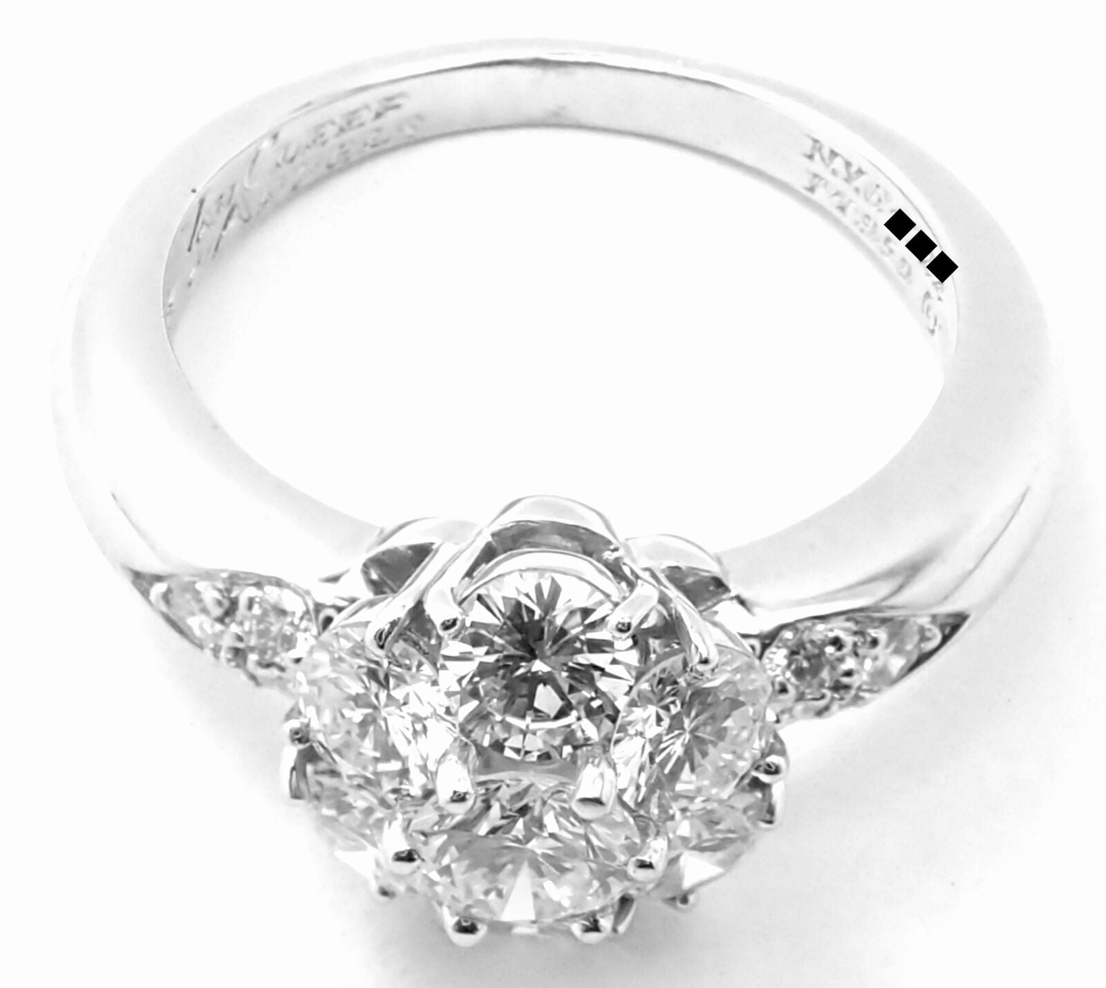 Authentic! Van Cleef & Arpels Platinum Diamond Fleurette Flower Ring | Fortrove