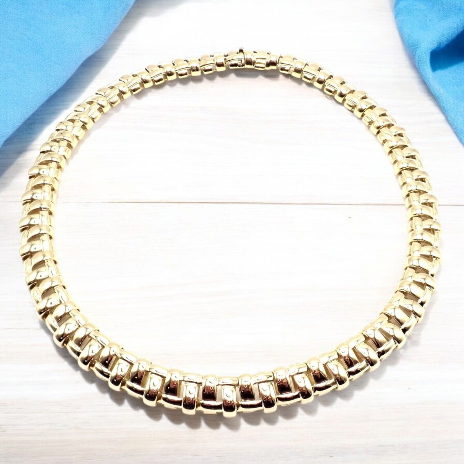 Authentic! Tiffany & Co Vannerie 18k Yellow Gold Basket Weave Necklace 2002 | Fortrove