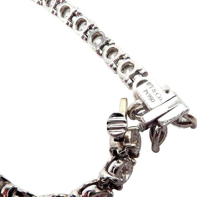 Authentic! Tiffany & Co Victoria Platinum 6.53ct Diamond Line Tennis Bracelet | Fortrove