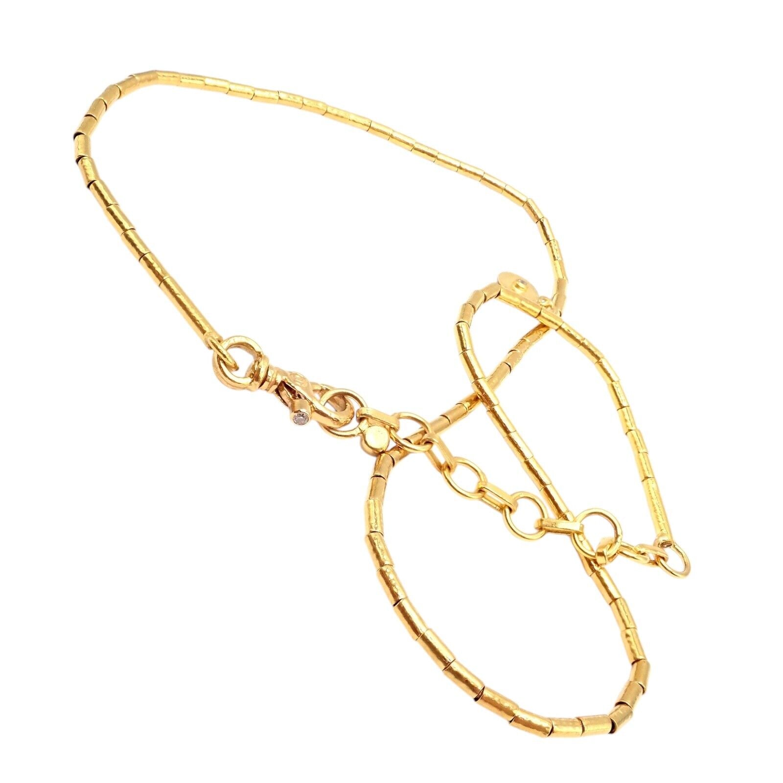 Authentic! Gurhan 24k Yellow Gold Diamond Lentil Necklace | Fortrove