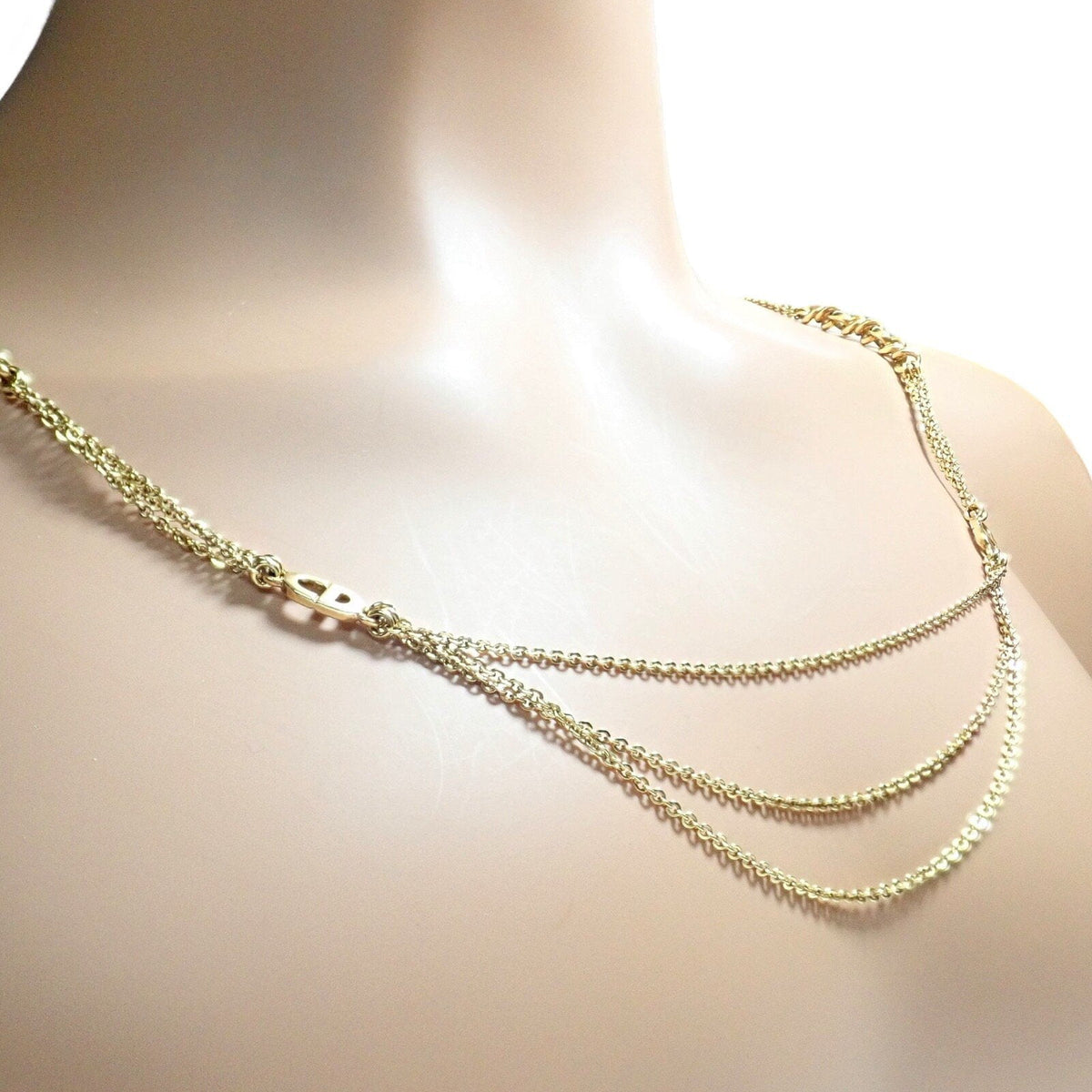 Christian Dior Jewelry & Watches:Fine Jewelry:Necklaces & Pendants Vintage! Christian Dior Solid 18k Gold CD Three Strand 28" Long Necklace Germany