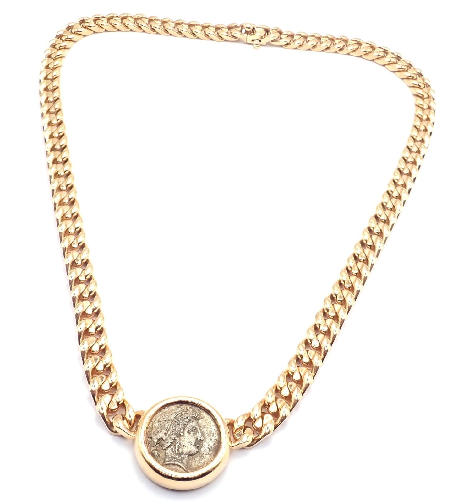 Rare! Bvlgari Bulgari 18k Yellow Gold Antique Coin Monete Link Necklace | Fortrove
