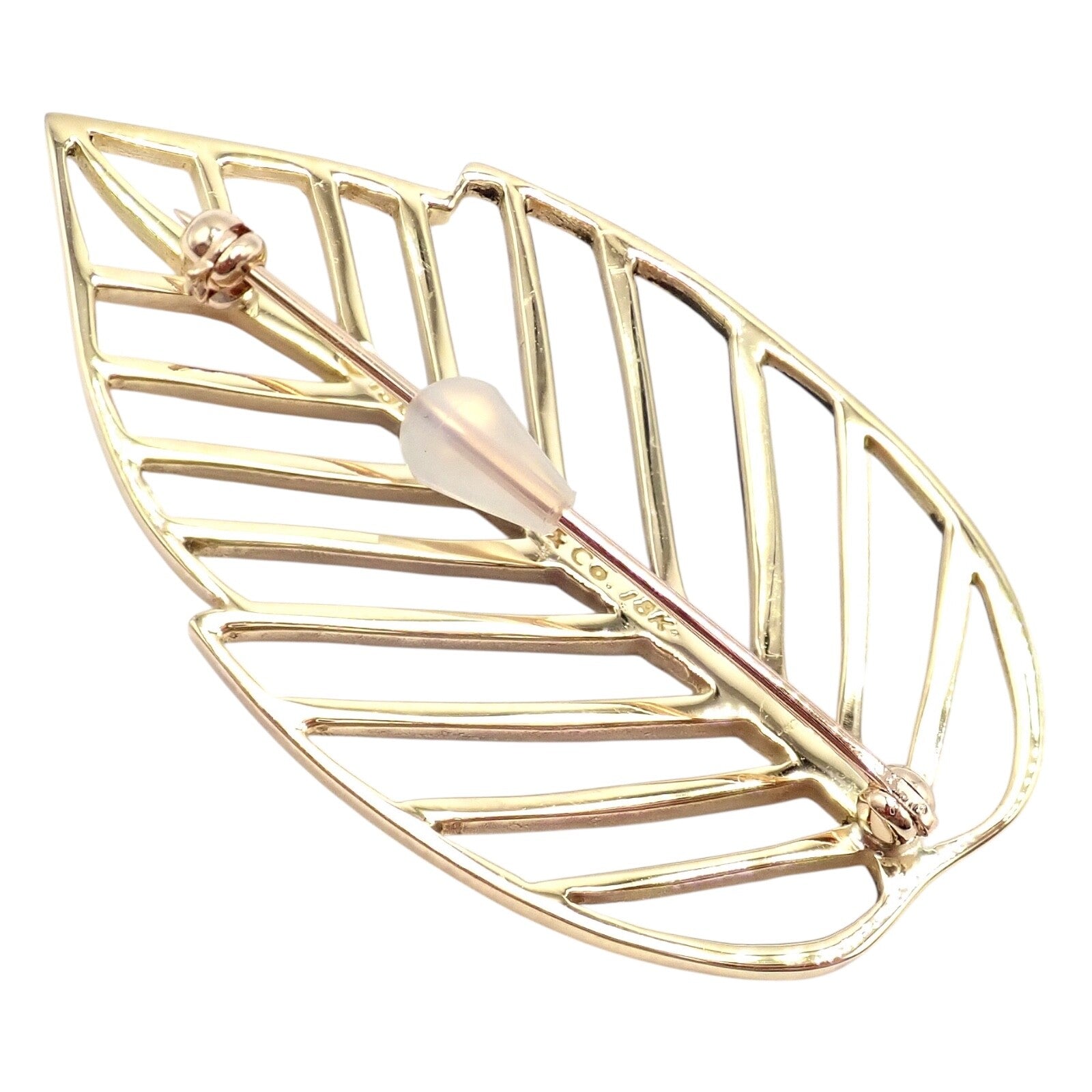 Authentic! Tiffany & Co Angela Cummings 18k Yellow Gold Leaf Pin Brooch 1981 | Fortrove