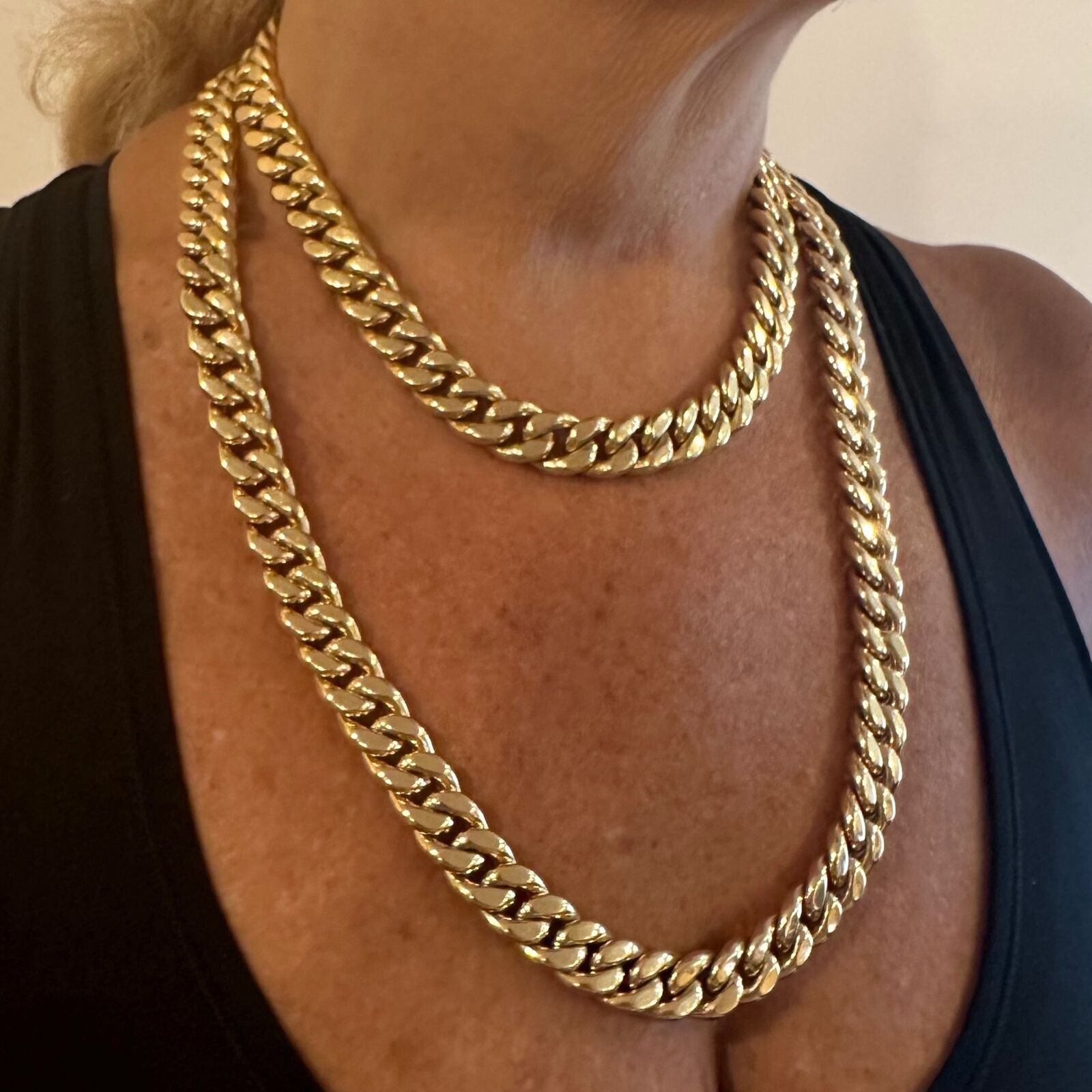 Rare! Authentic Bvlgari Bulgari 18k Yellow Gold Set Two Curb Link Long Necklace | Fortrove