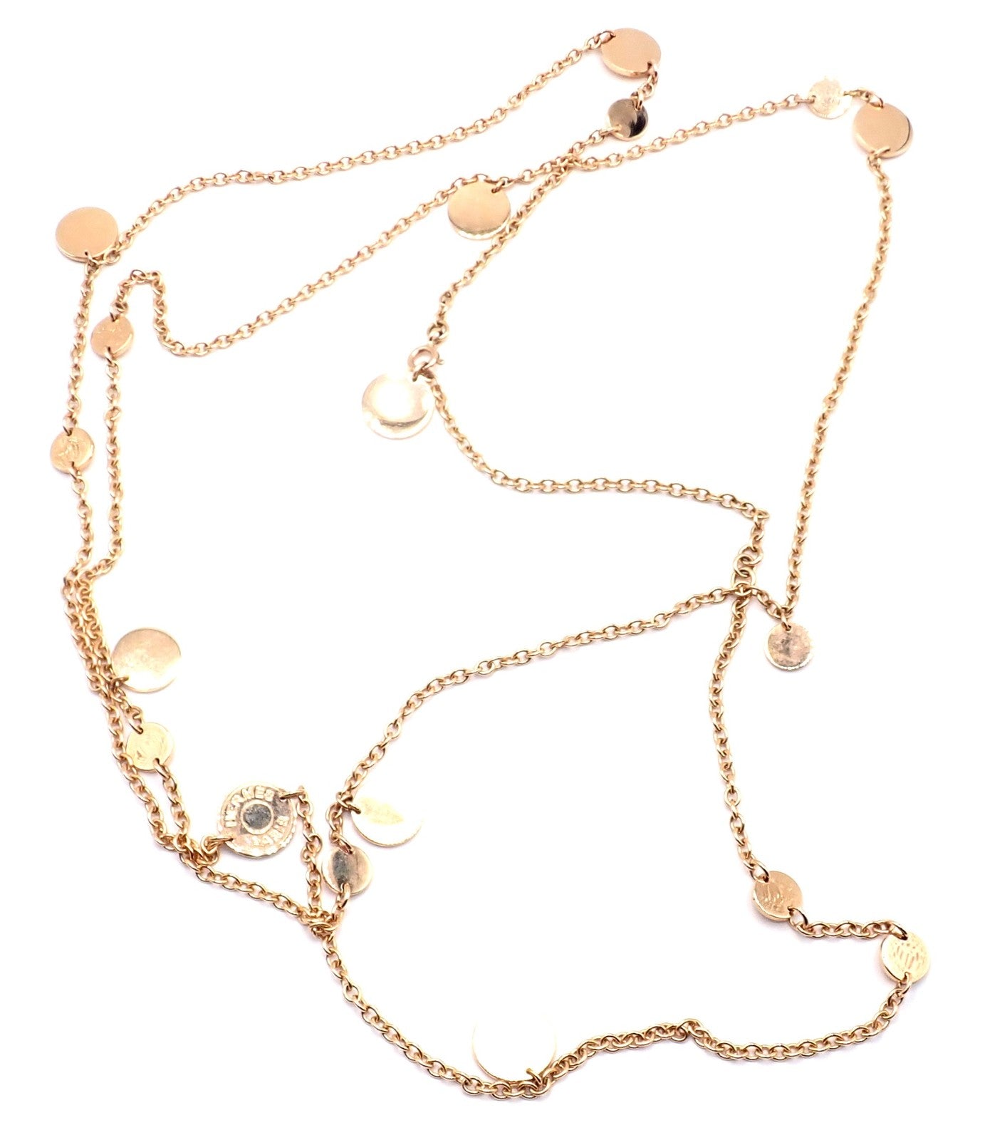 Authentic! Hermes Confetti 18k Rose Gold 42" Long Link Chain Necklace | Fortrove