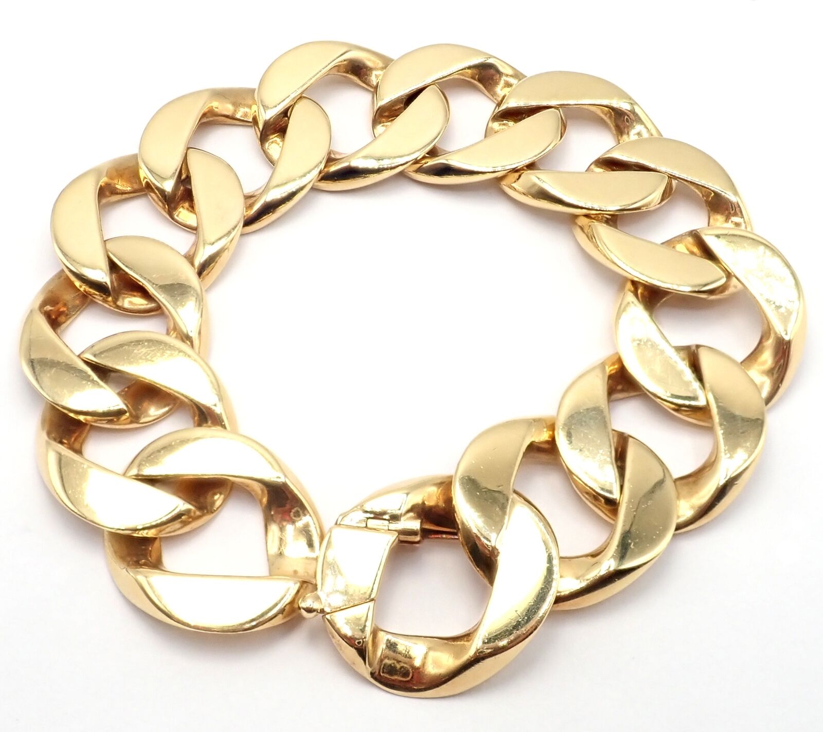 Authentic! Vintage Tiffany & Co 18k Yellow Gold Large Heavy Curb Link Bracelet | Fortrove