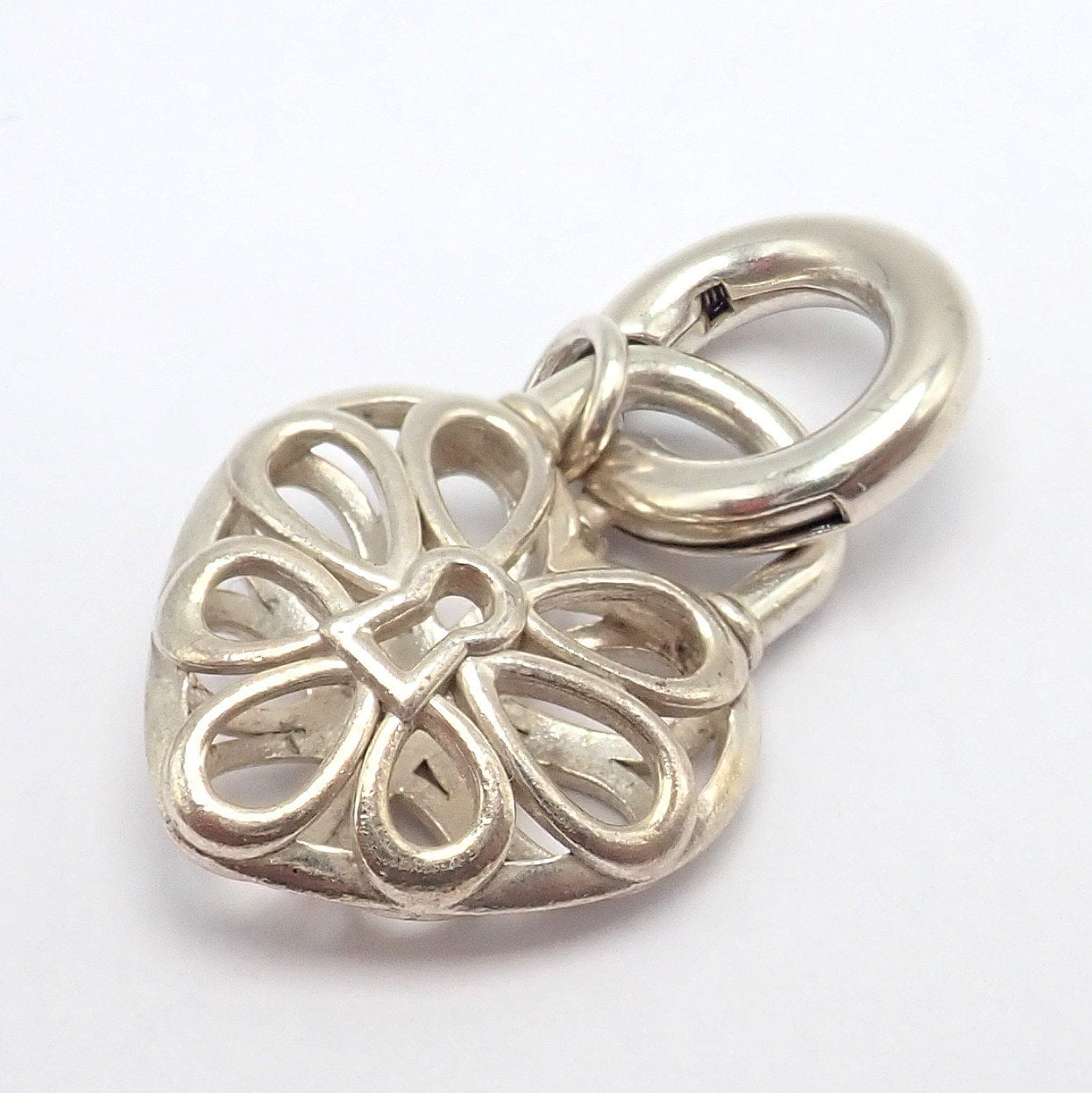 Tiffany & Co. Jewelry & Watches:Fine Jewelry:Bracelets & Charms Tiffany & Co. Silver Heart Daisy Padlock Charm Pendant + Spring Ring Clasp