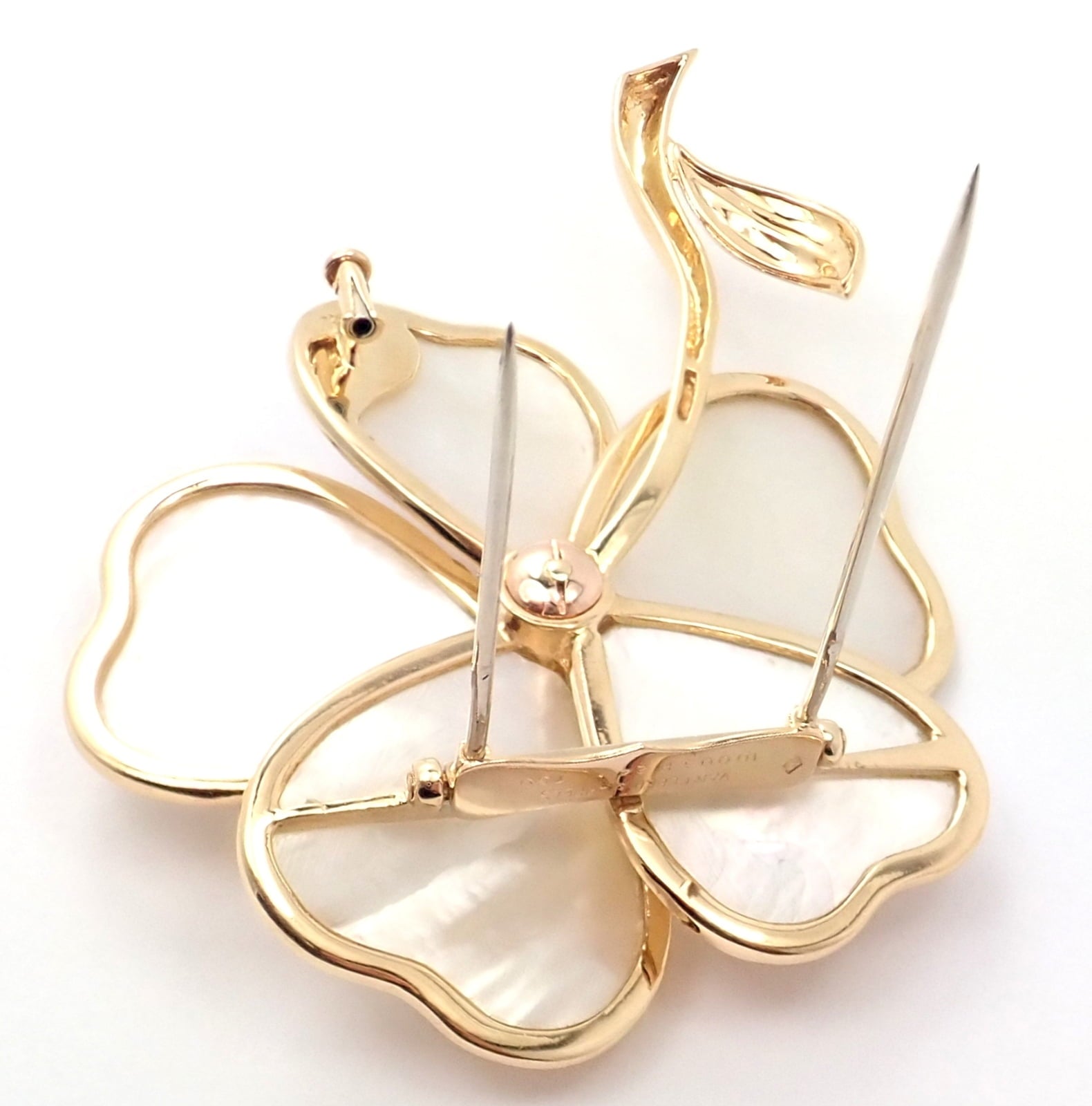 Van Cleef & Arpels Jewelry & Watches:Fine Jewelry:Brooches & Pins Van Cleef & Arpels Clématite 18k Yellow Gold Diamond Mother of Pearl Pin Brooch