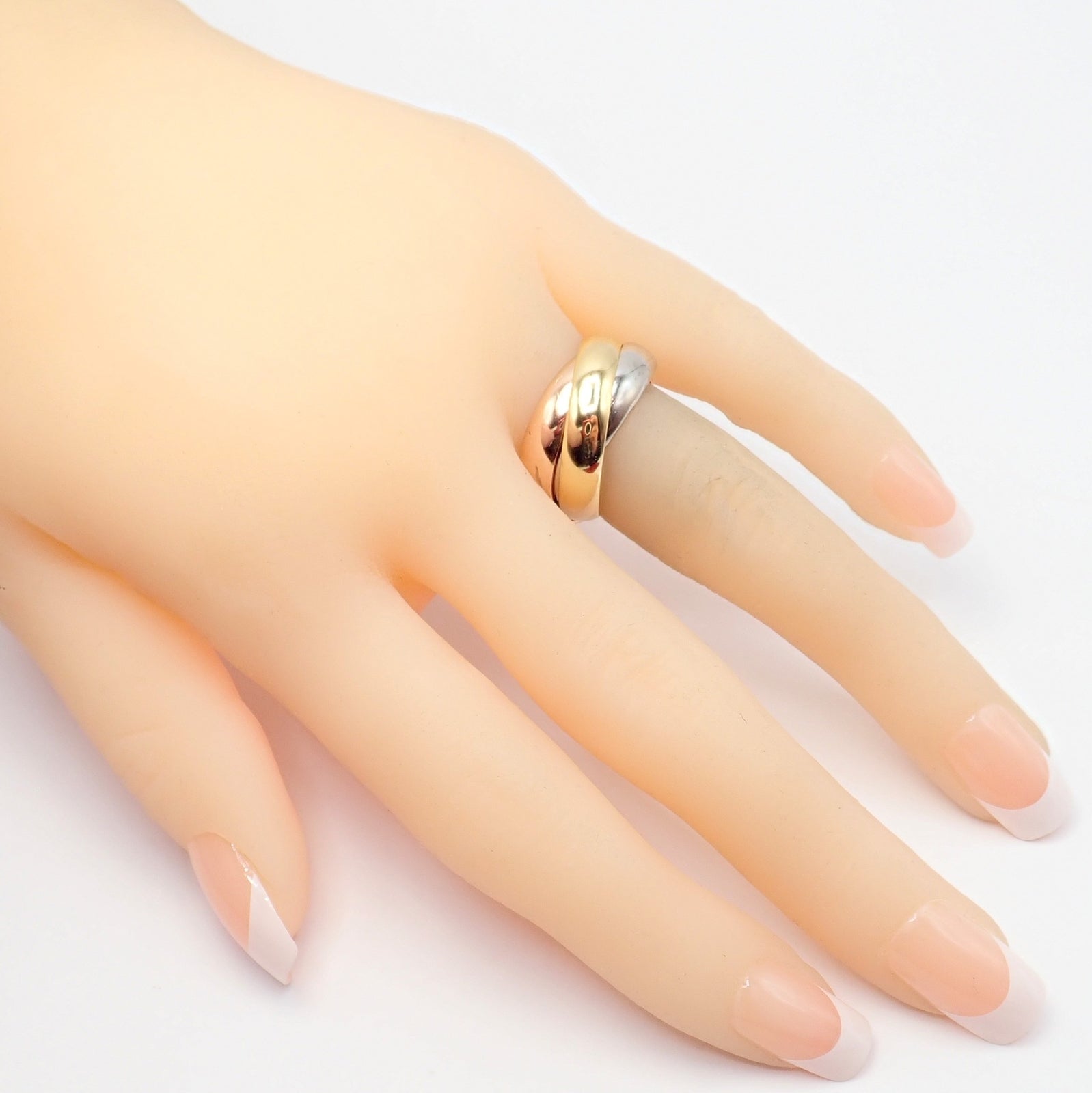 Authentic! Cartier Trinity 18k TriColor Gold Wide Band Ring + Papers sz 55 7.25 | Fortrove