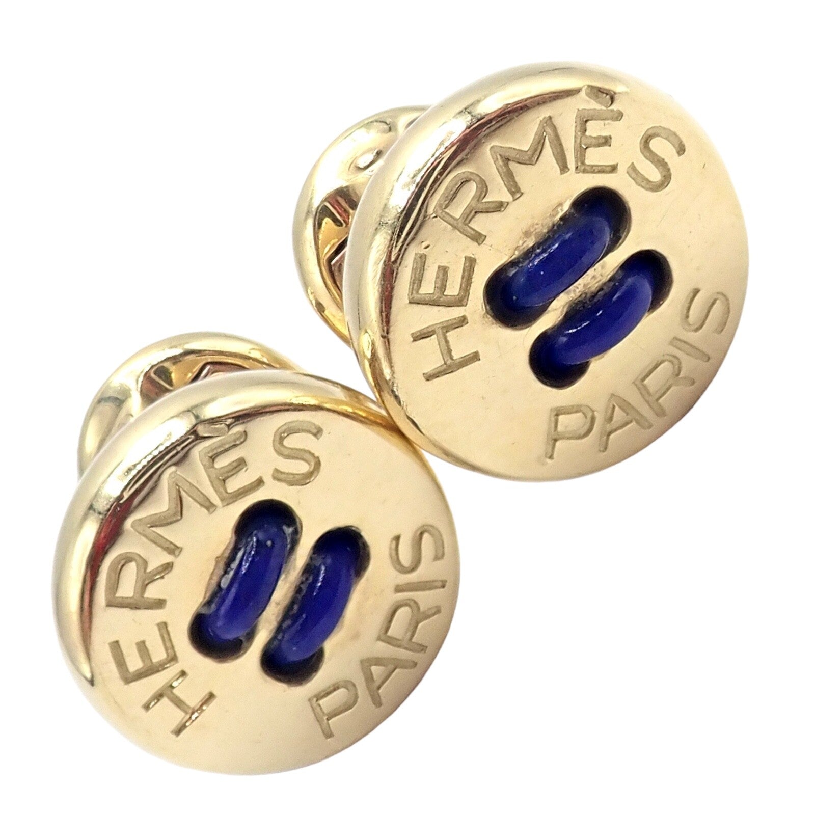 Rare! Vintage Authentic Hermes Paris 18k Yellow Gold Mens Lapis