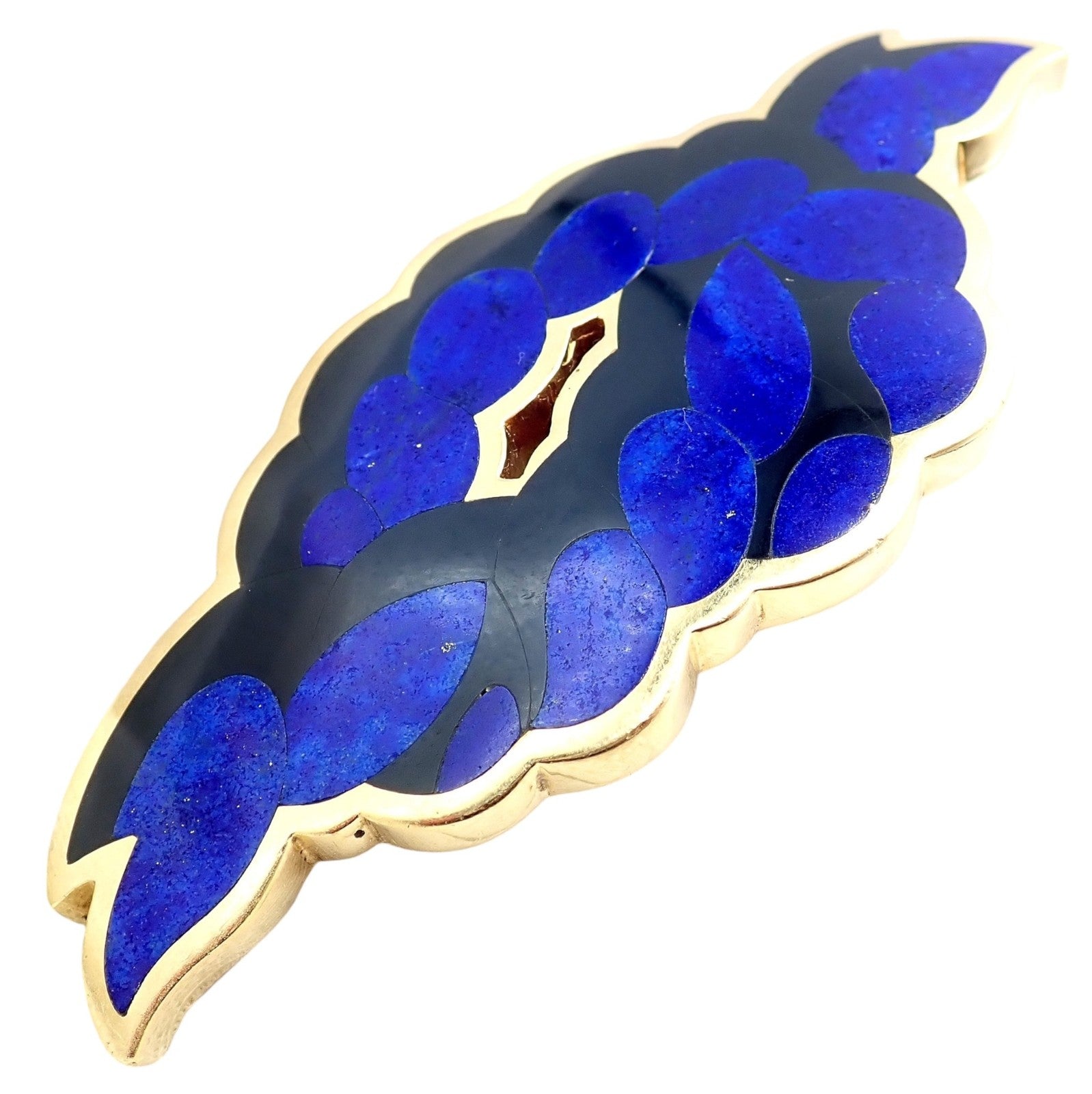 Rare Tiffany & Co. Cummings 18k Yellow Gold Lapis Onyx Nautical Rope Knot Brooch | Fortrove