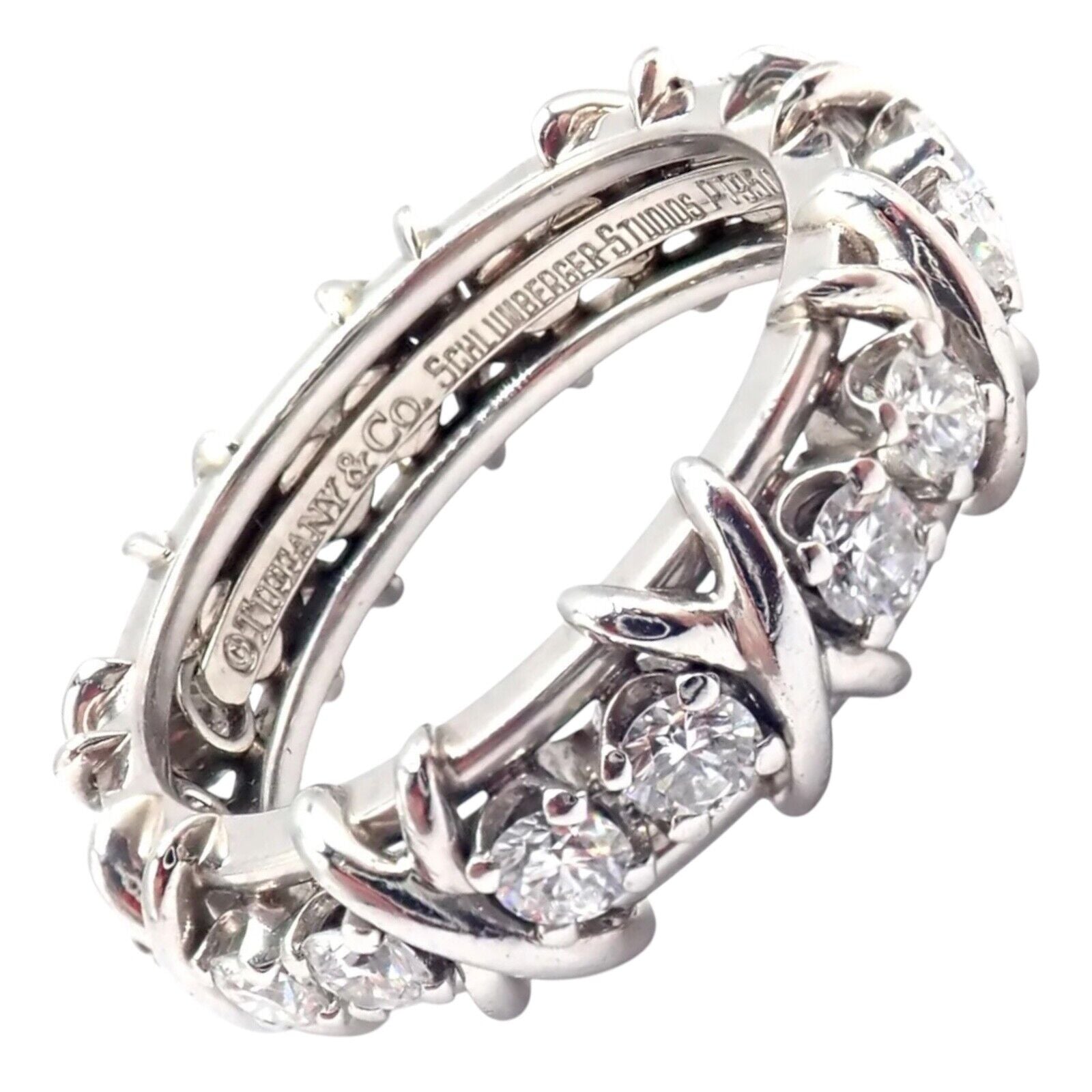 Tiffany & Co Jean Schlumberger Platinum 16 Stone Diamond Band Ring Size 8.25 | Fortrove