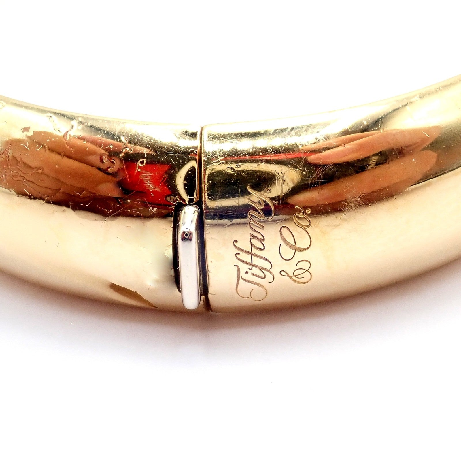 Authentic! Tiffany & Co 18k Yellow Gold Bangle Signature Bracelet | Fortrove