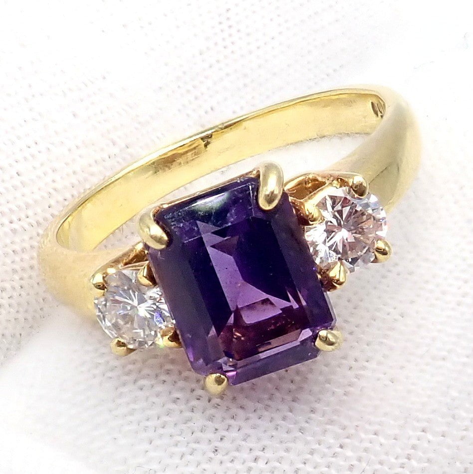 Vintage! Authentic Tiffany & Co 18k Yellow Gold Diamond Amethyst Cocktail Ring | Fortrove