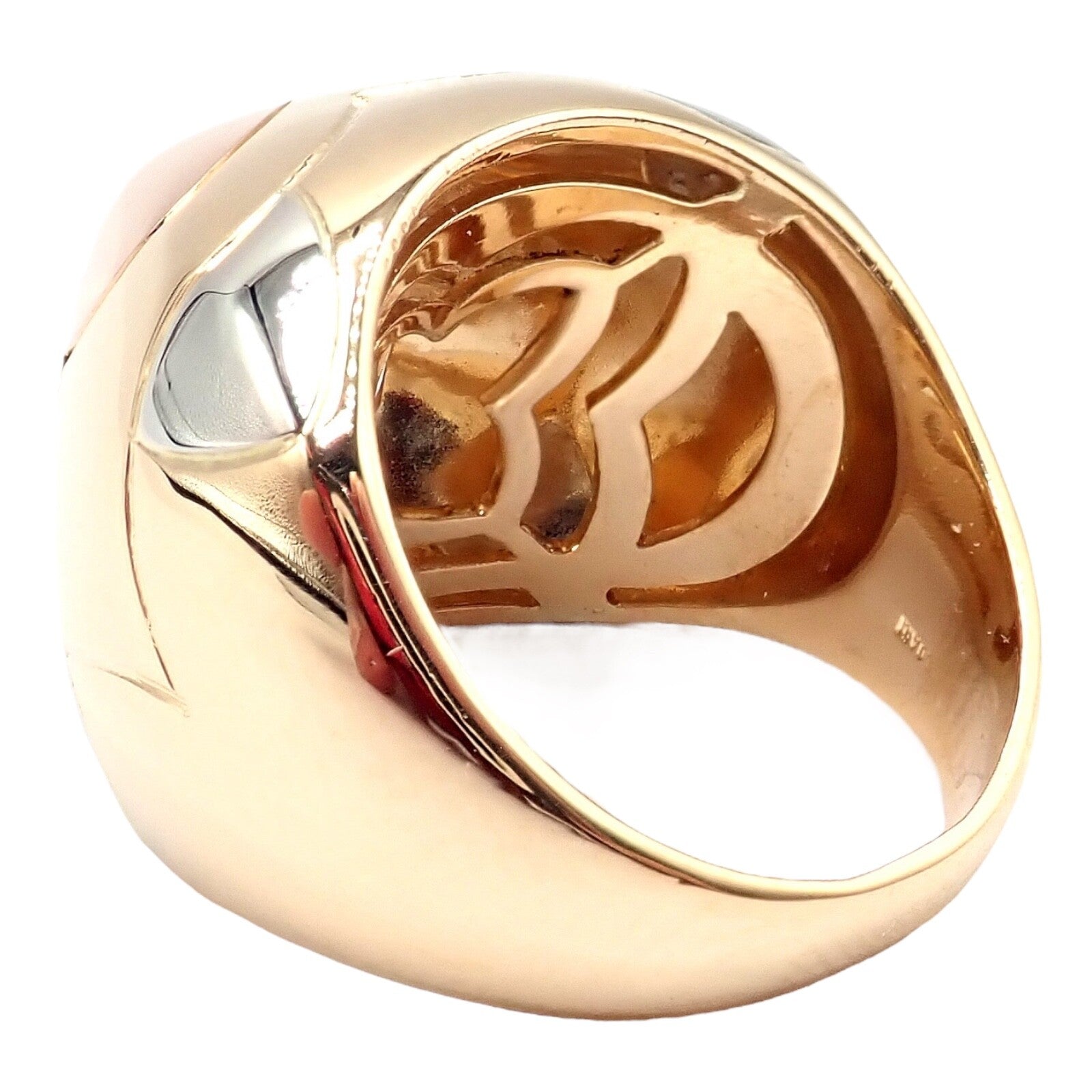 Authentic! Bvlgari Bulgari 18k Yellow White Rose Gold Tricolor Pyramid Ring sz 6 | Fortrove