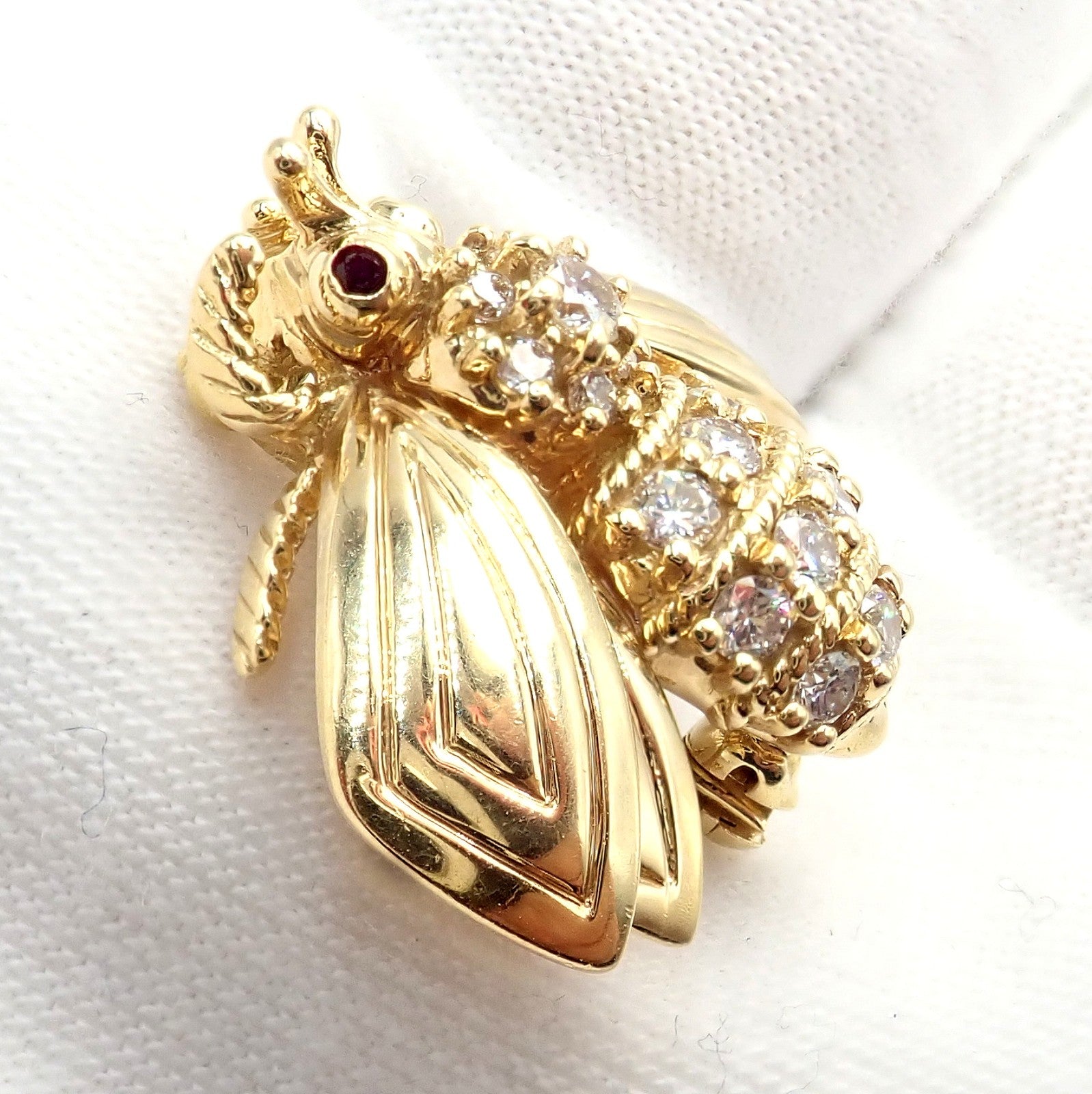 Tiffany & Co. Jewelry & Watches:Fine Jewelry:Brooches & Pins Authentic! Tiffany & Co 18k Yellow Gold Bee Fly Insect Diamond Pin Brooch