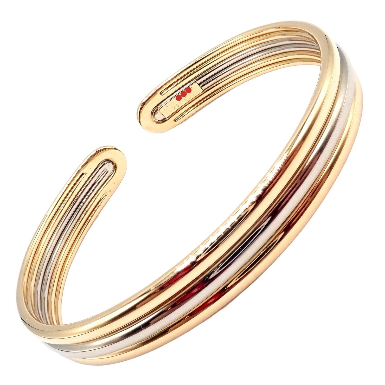 Authentic! Van Cleef & Arpels 18k Yellow & White Gold Bangle Cuff Bracelet | Fortrove