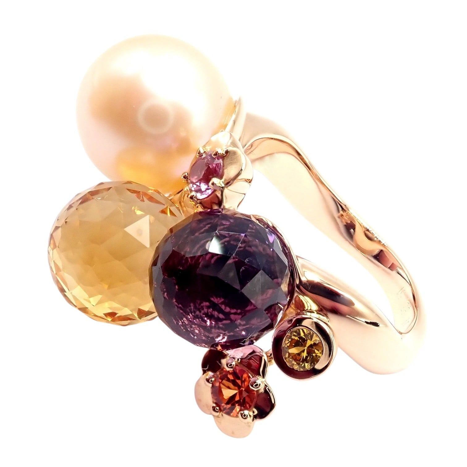 CHANEL Jewelry & Watches:Fine Jewelry:Rings Chanel Mademoiselle 18k Rose Gold Diamond Amethyst Citrine Ring sz 5.75