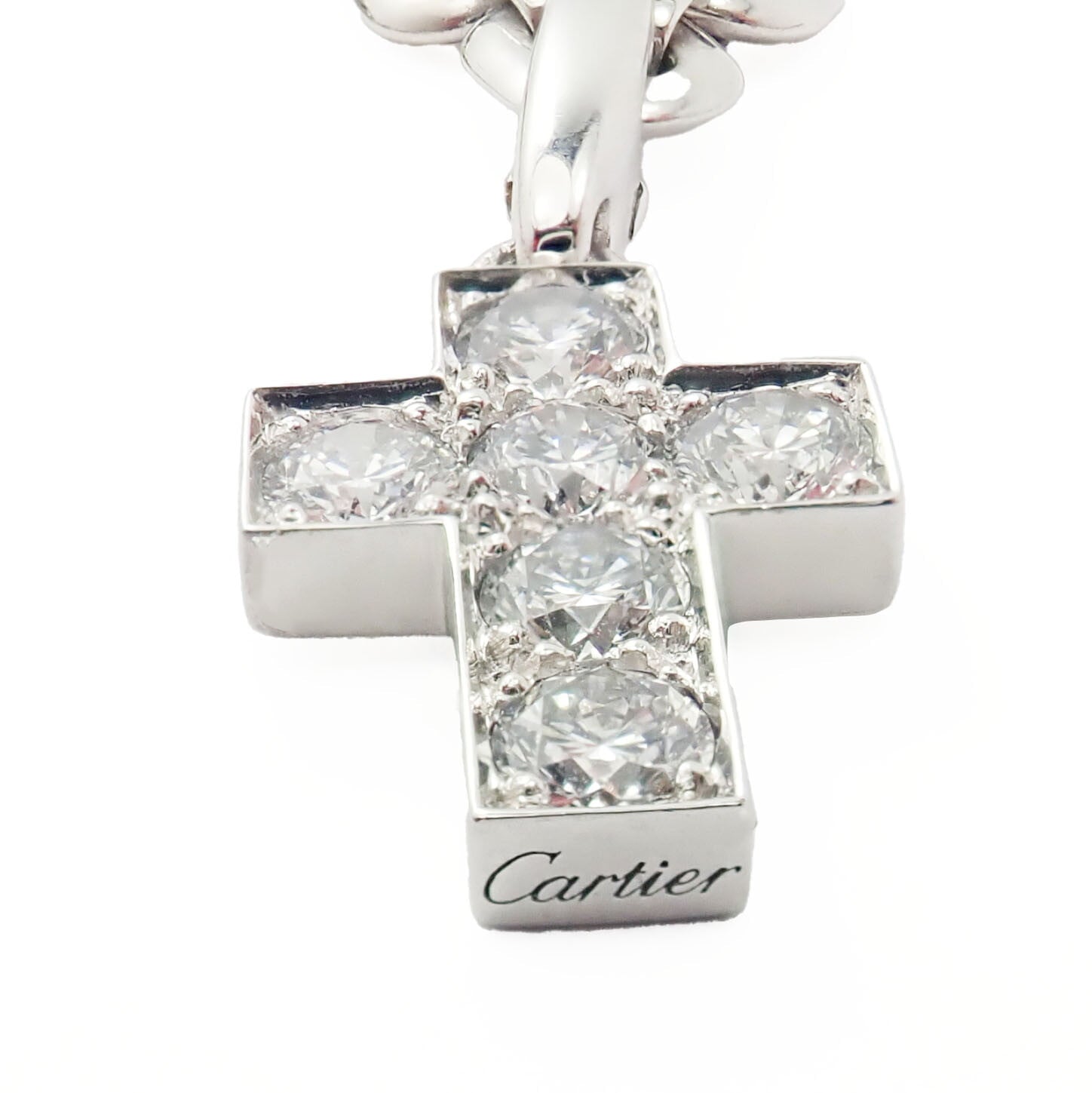 Cartier Jewelry & Watches:Fine Jewelry:Bracelets & Charms Authentic! Cartier 18k White Gold 3 Charm Bracelet with Diamond Cross Double C's