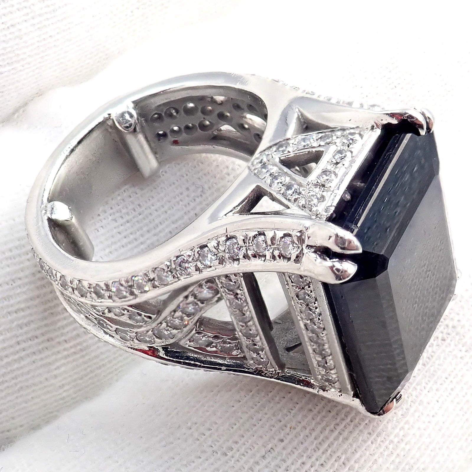 Kieselstein Cord Jewelry & Watches:Fine Jewelry:Rings Kieselstein Cord Platinum 3ctw Diamond Black Spinel Cockatil Ring 1998 sz 5.5
