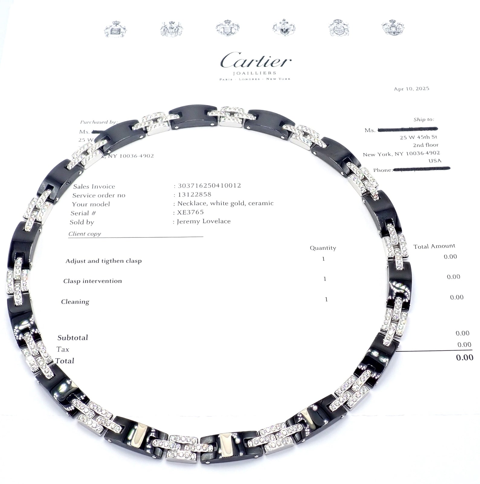 Authentic! Cartier Maillon Panthere 18K White Gold Diamond Ceramic Link Necklace | Fortrove