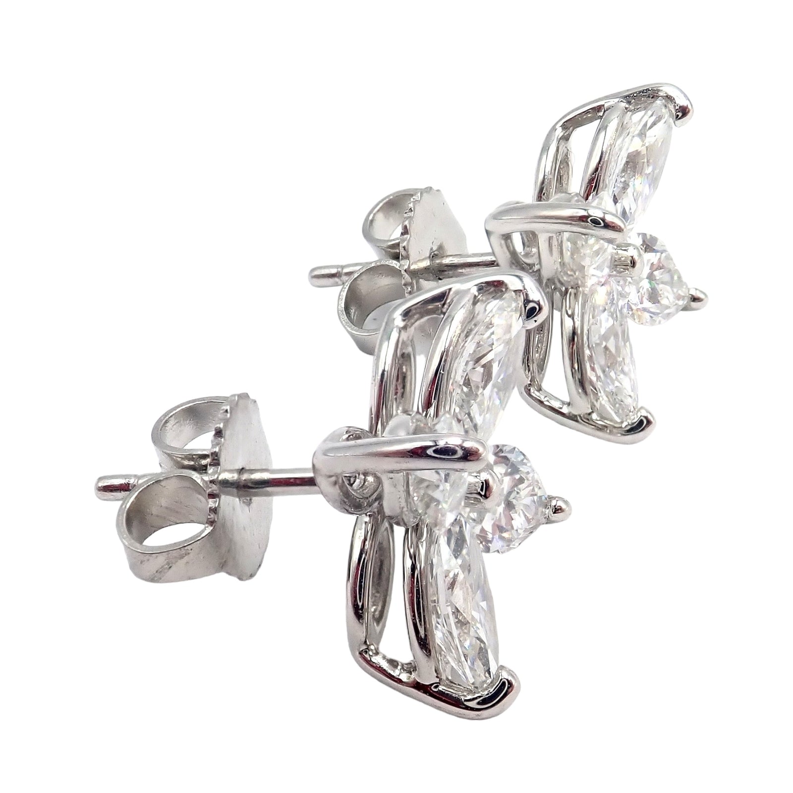 Authentic! Tiffany & Co Platinum Victoria Marquise Cut Diamond Large Earrings | Fortrove